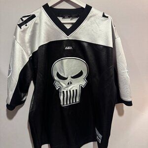 Vintage Y2K Marvel Comics The Punisher Football Jersey (Men's Medium) Runs Big